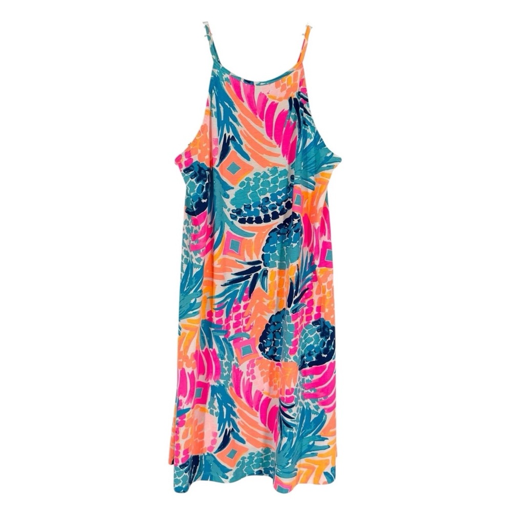 Lilly Pulitzer Margot Swing Dress Womens Size Small Pineapple Print Pima Cotton